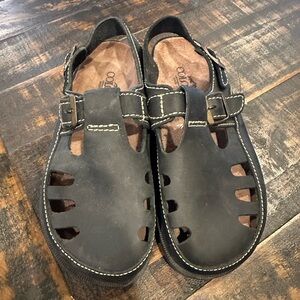 Women's Black Leather Sandals